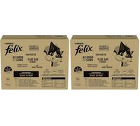 Felix | Tendres Effilés | en Gelée | Alimentation complète | Chat Adulte | au Thon, au Saumon, au Boeuf et au Poulet | Sachets Fraîcheurs | 80x85g (Lot de 2)
