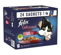 FELIX Tendres Effiles en Gelee Delicieux Duos Viandes - 24 x 85 g - Sachets fraicheur pour chat adulte G