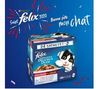 FELIX Tendres Effilés en Gelée Délicieux Duos Viandes - Pour chat adulte - 24 x 100 g