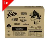 FELIX Tendres Effilés en Gelée - Sélection Mixte Thon, Cabillaud, Saumon, Carrelet - 80x85g - Sachets fraîcheur pour chat adulte