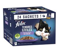 FELIX Tendres Effilés en Gelée Viandes-Poissons - 24 x 85 g - Sachets fraîcheur pour chat adulte