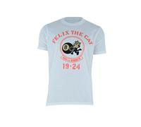 Felix The Cat T-shirt en coton avec imprimé à l'avant et à l'arrière, Blanc., XL