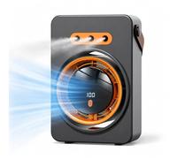 FELIXIZ Ventilateur Brumisateur 2-en-1 avec Refroidissement par Eau, 5 Vitesses, Sangle en Cuir, Accrochable & Posable, Silencieux & Gain de Place pour Camping, Bureau, Chambre