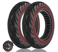 Felixstory 2PCS Pneu Plein 10x2.125 pour Ninebot D38E F65I F25I Xiaomi M365/Pro/Pro 2 Gotrax GXL/XR Trottinette Electrique,Anti Dérapant Anti Crevaison Solide 10x2 Pouces Avant/Arrière Rouge