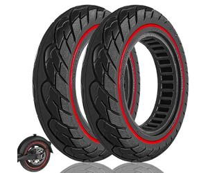 Felixstory 2PCS Pneu Plein 10x2.125 pour Xiaomi M365/Pro/Pro 2 Gotrax GXL/XR Trottinette Electrique,Anti Dérapant Anti Crevaison Solide 10x2 Pouces Avant/Arrière Rouge