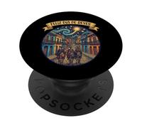 Feliz Día de Reyes Scène de Rue Nocturne Reyes Magos PopSockets PopGrip Adhésif