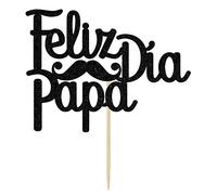 Feliz Dia Papa Décoration de gâteau Feliz Cumpleanos Papa, « Happy Father's Day », « Happy Father's Day », « Dad » - Paillettes noires