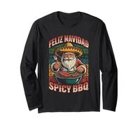 Feliz Navidad Santa BBQ Mexican Holiday Christmas Celebration Manche Longue
