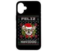 Feliz Navidog Chihuahua Dog Santa Hat Ugly Christmas Sweater Coque pour iPhone 16 Plus