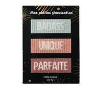 Felizz - Coffret de 3 paires de chaussettes pailletées avec message - Badass, Unique, Parfaite - TU 36/42