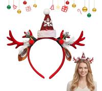 Fellflying Bandeau en bois de cerf, bandeau en bois de cerf,Bandeau décoratif de Noël - bandeau pour les vacances de Noël, cerceau à cheveux, bandeaux pour laver le visage.