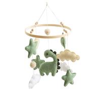 Fellflying Bel Bell Mobile, Soother Soother Baby Crib Mobile, Dinosaure vert doux Dinosaure Décor de pépinière en toute sécurité, Jouet de chevet respirant apaisant pour les anniversaire des filles