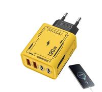 Fellflying Brique de Chargement de Type C, Bloc de Chargement USB,Brique d'adaptateur de Prise Murale à 4 Ports à Charge Rapide 120 W | Chargeur de Voyage Portable Multi-Ports avec Prise EU/US pour
