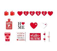 Fellflying Décorations d'Étagère à Étages - Panneaux Gnomes Cœurs pour Bureau - Décor Rustique en Bois pour Étagère Saint-Valentin - pour Manteau Table Basse Bibliothèque Chambre