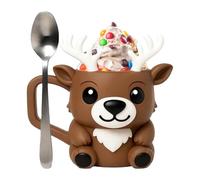 Fellflying Porte-Pot à Glace avec Poignée - Accessoires De Renne Mignons Imprimés En 3D | Contenant Pour Glace De Noël,Pour Snacks Tout-Petits Yaourt Gâteau Fêtes D'été Desserts Cuisine Camping Fruits