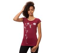 FellHerz, Tee-shirt pour femme, 100 % coton bio, motif balançoire et fleur, rouge foncé, durable et responsable - Rouge - 38