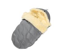Fellhof Chancelière en peau d'agneau Winterberg, certifiée Oeko-Tex, 50 x 98 cm, coupe-vent et imperméable, modèle polyvalent, avec fentes de ceinture réglables en continu, lavable jusqu'à 30 °C, gris