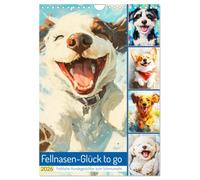 Fellnasen-Glück to go. Fröhliche Hundegesichter zum Schmunzeln (Wandkalender 2026 DIN A4 hoch), CALVENDO Monatskalender: Diese Hunde in Öloptik haben die Mission, dich zum Lächeln zu bringen!