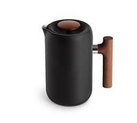 Fellow Cafetière à piston Clara - Cafetière portable en acier inoxydable, Infuseur manuel isolé, Couleur Noir mat avec noyer, Carafe de 24 oz