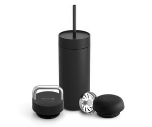 Fellow Carter Thermal mug Set 3 Caps Matte Black 473 ML