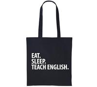 Fellow Friends - English Teacher Gift, Eat Sleep Teach English Tote Bag Long Handle Black