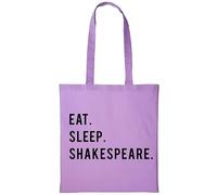 Fellow Friends - Shakespeare Gift, Eat Sleep Shakespeare Tote Bag Long Handle Lavender