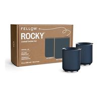 Fellow Rocky Lowball Lot de 2 gobelets à cocktail isothermes en acier inoxydable avec intérieur en céramique et couvercle pivotant en galet - 300 ml, bleu pierre