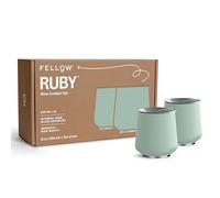 Fellow Ruby Lot de 2 verres à vin et cocktail isothermes en acier inoxydable avec intérieur en céramique et couvercle pivotant en galet - 355 ml, Mint Chip