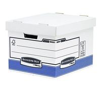 Fellowes 0026101 Caisse Standard Pour Archives Banker Box System - Montage Automatique Blanc/Bleu (Lot De 10)