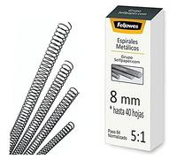 Fellowes - 25 spirales métalliques pour reliure, pas 5 : 1, 59 trous, couleur noir