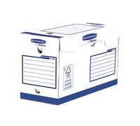 Fellowes 4472802 : Boîte d'Archives A4 en Papier Bleu et Blanc, Dimensions Internes 144x330x244mm, Conditionnement de 20 Unités, Format Paysage