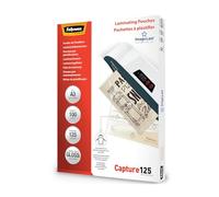Fellowes Pochette Plastifieuse A3 125 microns Format A3 - Pack de 100 Feuilles Plastifieuse A3 Finition Brillante Qualité Supérieure Affiches Photos Loisirs Créatifs Technologie ImageLast Capture 125