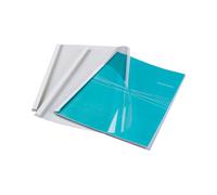 Fellowes 53152 : Couvertures de reliure A4 plastique transparent/blanc, capacité 30 feuilles, épaisseur 0.150mm, 297x212x14mm, lot de 100