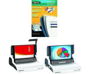 Fellowes 5371801 Kit de consommables pour 20 reliures plastique + Fellowes 5627601 Pulsar+ 300 perforelieur manuel par anneaux plastique usage régulier perfore 20 feuilles et relie 300 feuilles + Fellowes Pulsar-e 300 5620701 perforelieur électrique par anneaux plastique perfore 15 feuilles et relie 300 feuilles Blanc