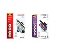 Fellowes 5396501 Pochettes de plastification A3 125 microns par 25 & Pochettes de plastification 80 microns A4, pack de 100 pochettes, haute qualité, finition brillante, 5306114