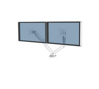 Fellowes 8056301 Bras Double Écran Blanc : 2x 8kg max, 40", VESA 75x75/100x100, Fixation Bureau Collier/Passe-fil, Acier, USB 3.2 Gen 1