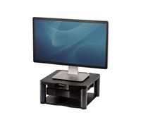 Fellowes 9169501: Support Moniteur Graphite, Charge Max 36kg, Écrans jusqu'à 21", Ajustement Hauteur Manuel, 2 Clayettes, Gestion Câbles, 1 Tiroir, 335x344x165mm