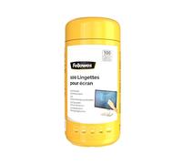 Fellowes 9970311 : Lingettes de Nettoyage Écrans LCD/TFT/Plasma (100 pièces) - Dimensions 82x82x170mm, Poids 280g, Conditionnement Tube