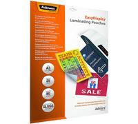 Fellowes Pochettes de plastification Admire A3 dos adhésif 80 microns par face Pack de 25