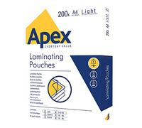 Fellowes APEX - Faible brillance - 80 microns - pack de 200 - clair - DIN A4 (216 x 303 mm) pochettes plastifiées Clair