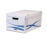 Bankers Box by Fellowes Caisses à archives Maxi Lot de 10, couvercle rabattable A4/A4+, Blanc/Bleu