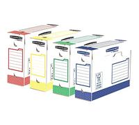 Fellowes Bankers Box Boîte D'archives Heavy Duty A4+ 100mm - Pack de 8, Multicouleurs, L9.5 x H24.4 x L33cm