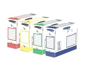 Fellowes Bankers Box Boîte D'archives Heavy Duty A4+ 100mm - Pack de 8, Multicouleurs, L9.5 x H24.4 x L33cm