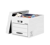 Fellowes Bankers Box Boîte de rangement Empilable Jusqu'à 2 Boîtes Multi-usage Assemblage Manuel Blanc Lot De 10