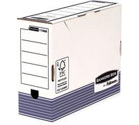 Fellowes Boîte d'archives Bankers Box System Dos 10 cm Montage automatique Carton recyclé Blanc/Bleu
