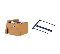 FELLOWES - Boîte De Rangement - Range Document - Multi-usage - Coloris Marron - 10 Unités & Fellowes - Transit - Pack de 50 Clips pour archive Ecologique avec poignée de transfert - Bleu