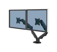 Fellowes Bras Double pour Écrans jusqu'à 39" (99.1cm), 8kg par Écran, Montage Bureau Collier/Passe-fil, VESA 75x75/100x100, Noir, Acier