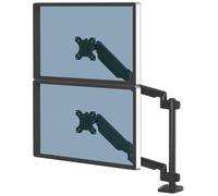 Fellowes Bras Écrans 2 PC Platinum Double Vertical pour 2 Moniteurs Jusqu'à 32", Hauteur Ajustable, Norme VESA, 2 Ports USB, Noir