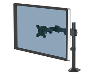 Fellowes Bras Porte-Écran Reflex Simple pour 1 Écran Jusqu'à 27", Hauteur Et Profondeur Ajustables, Norme VESA