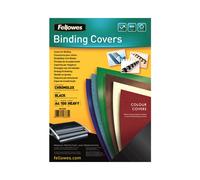 Fellowes Chromolux A4 Noir 250g/m² - Couvertures Brillantes pour Reliure (210 x 292mm) - Pack de 100 feuilles - Compatibilité Anneaux Plastique/Métal